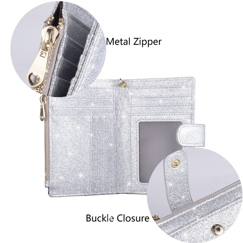 Leamekor Womens Wallets RFID Small Compact Bifold Leather Card Holder Zip Pocket - Image 5